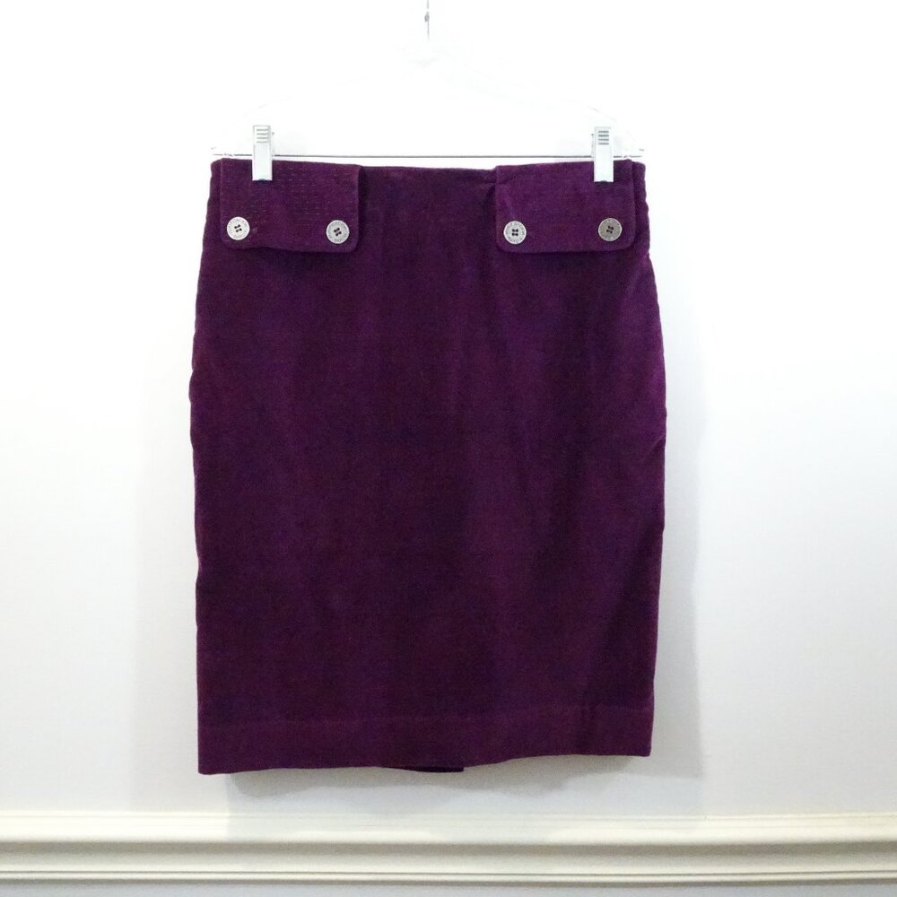 PURIFICACION GARCIA Purple Velvet Pencil Skirt Size 40 Fully Lined Career Wear